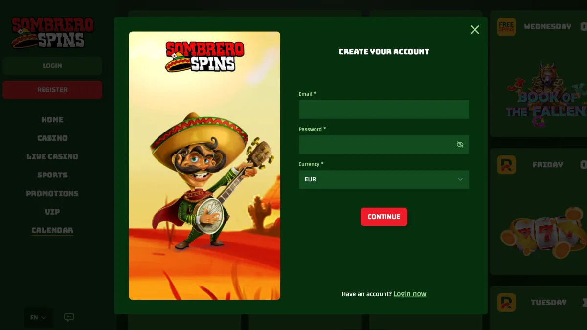 Sombrero Spins website screenshots