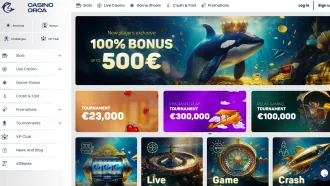 Casino Orca website screenshots