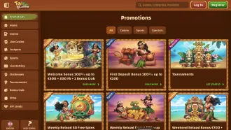 Tiki Casino website screenshots