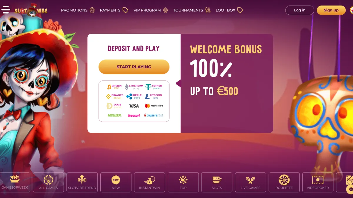 SlotVibe website screenshots