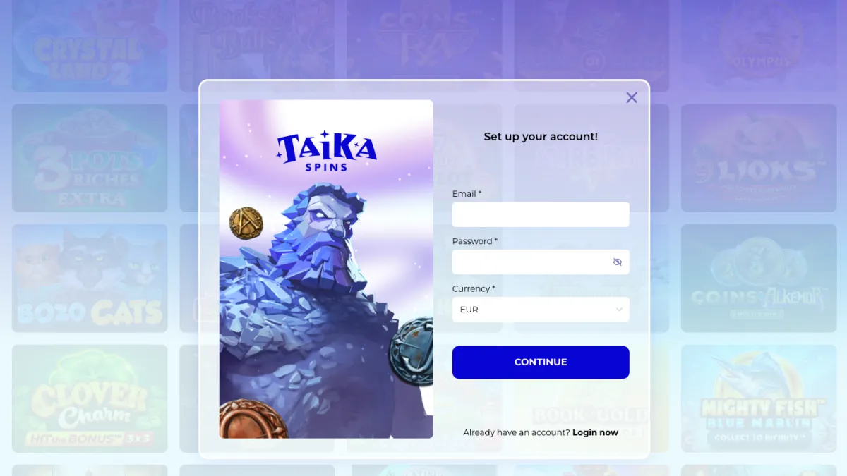 Taikaspins website screenshots